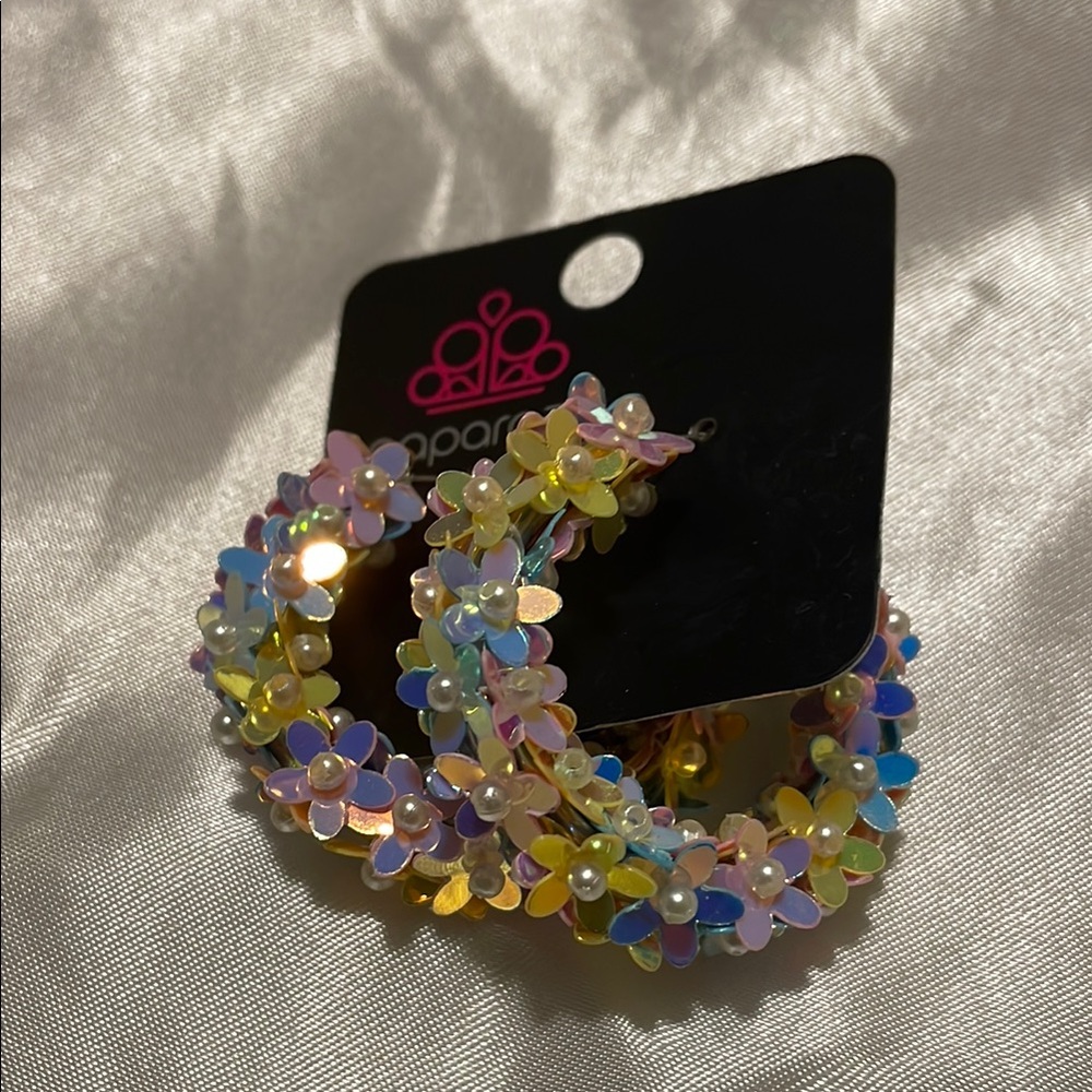 Colorful Floral Hoop Earrings